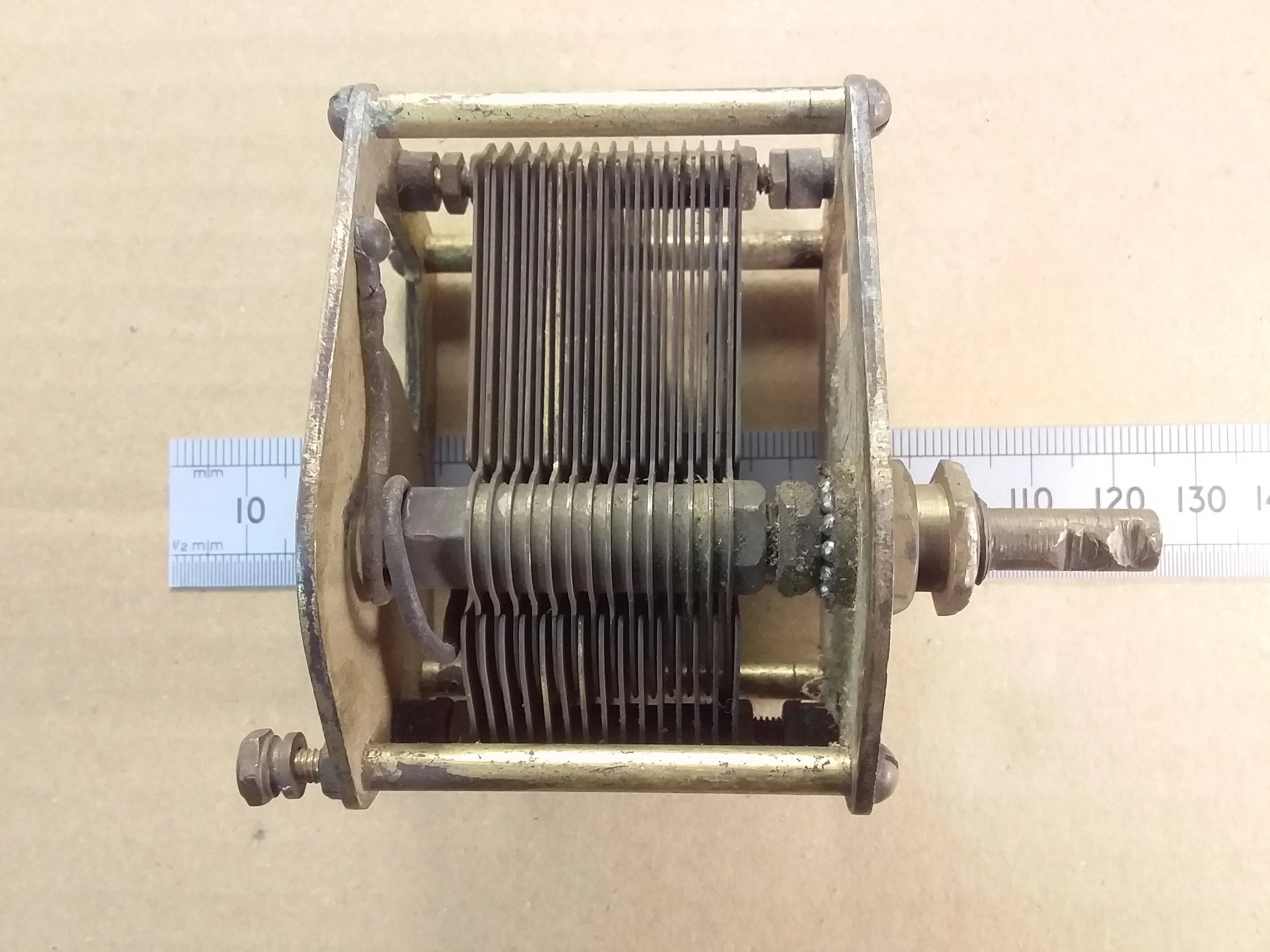 Tuning Capacitor 0.0007uF 700pF Single Gang Brass by Polar