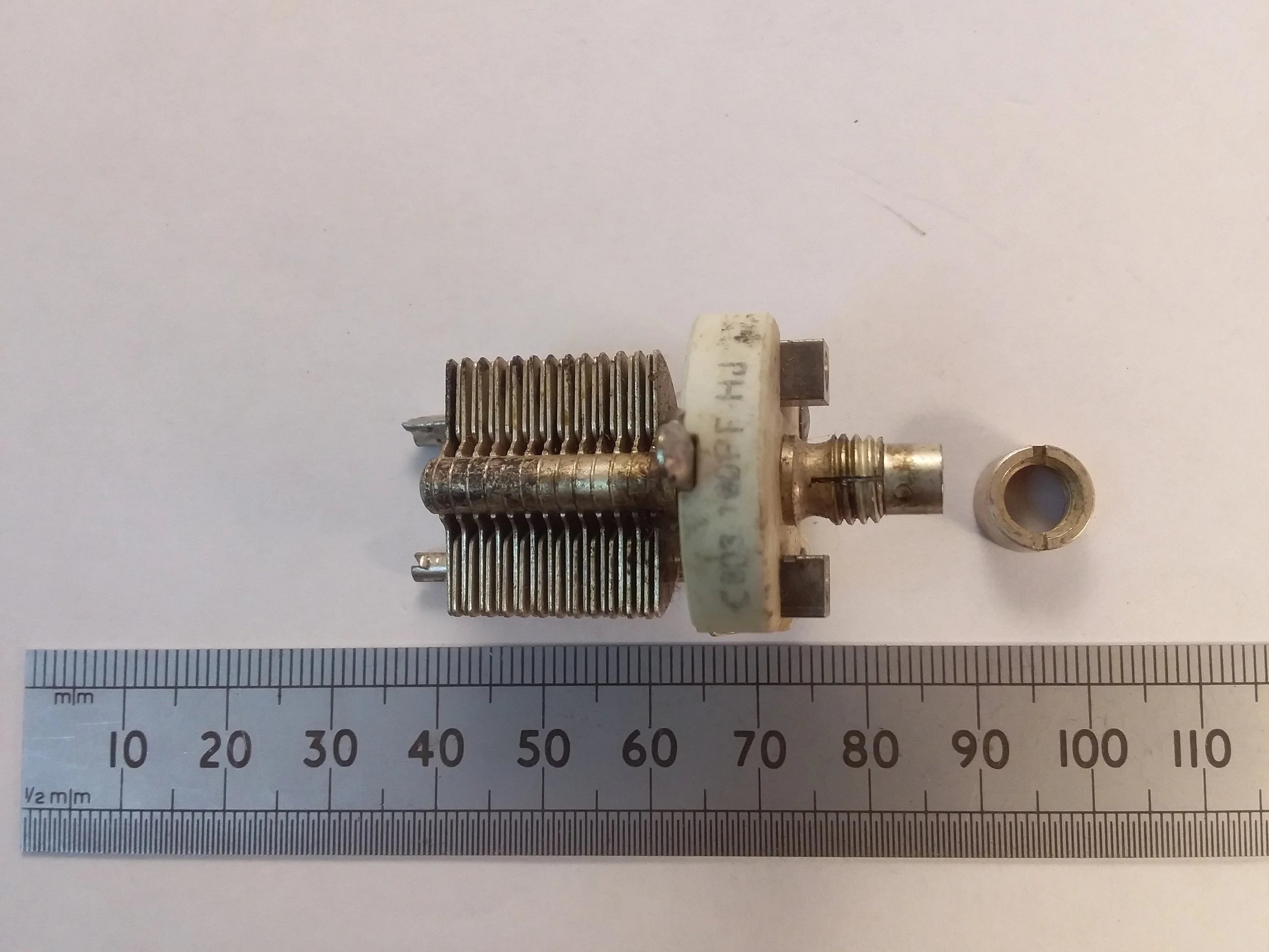 100pF Variable Trimmer Capacitor Screwdriver Adjust With Locking Ring Silver Plated Vanes