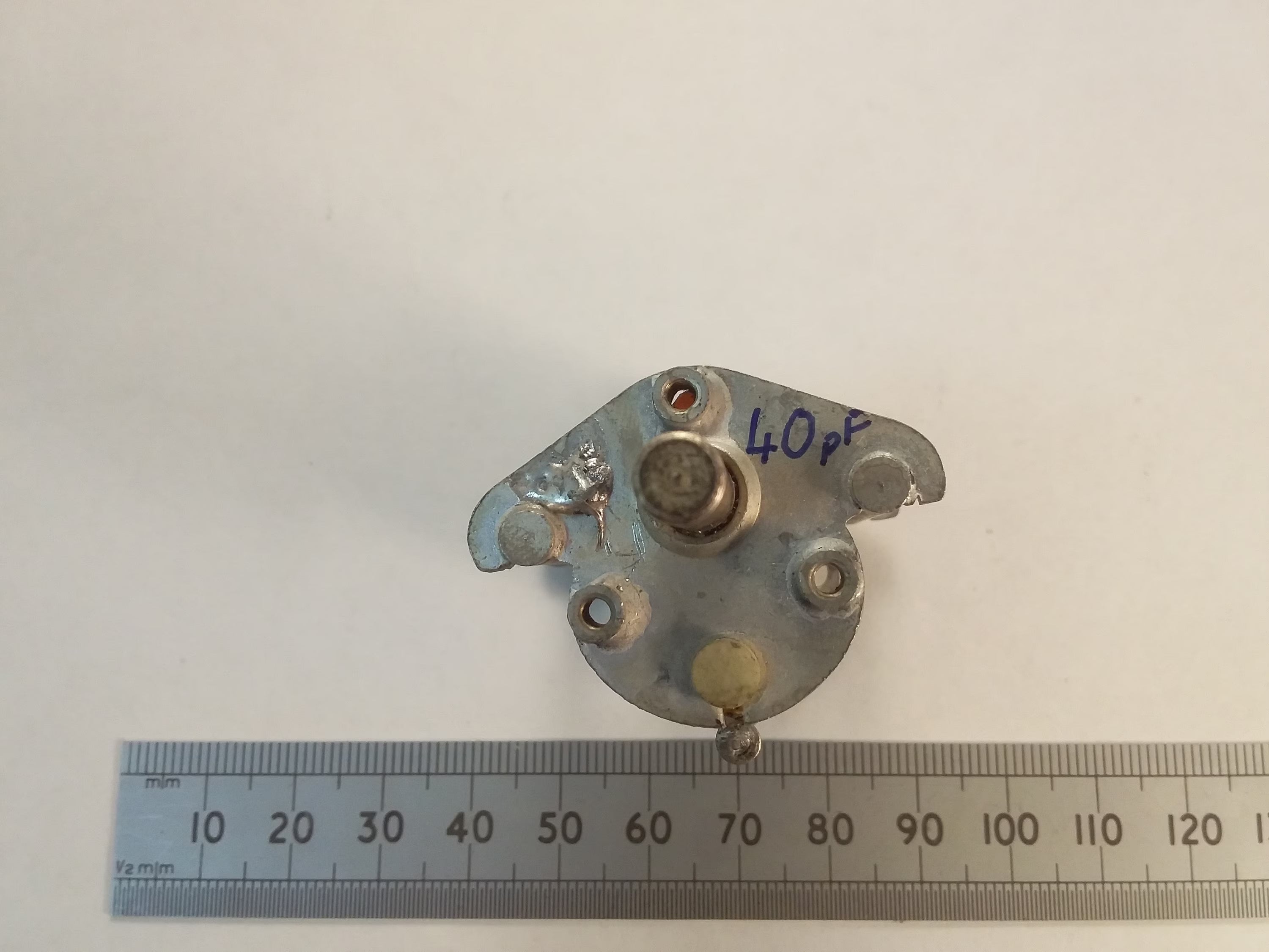 40pF Air-Spaced Variable VHF BFO or VFO Tuning Capacitor, Silver Plated Vanes.