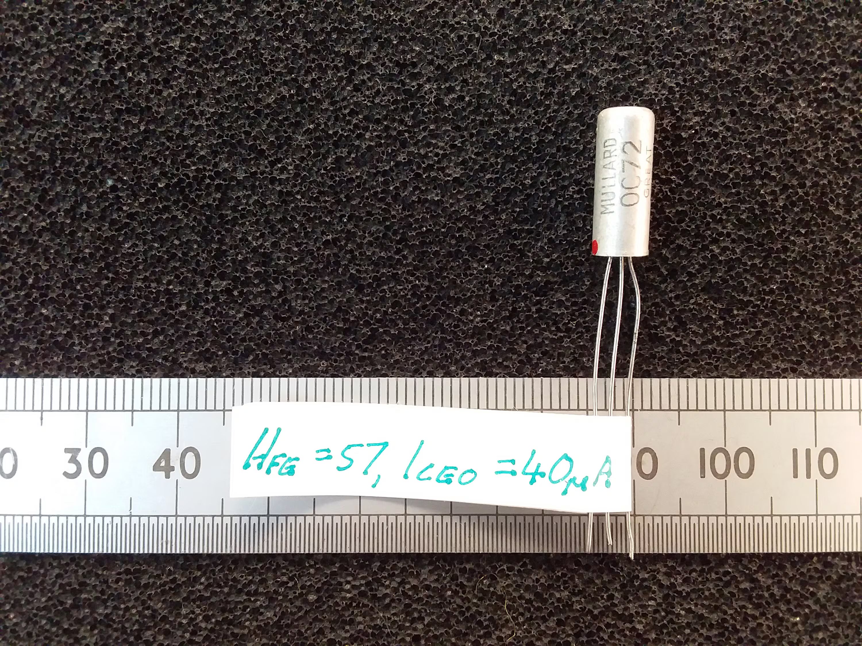 OC72 Transistor Mullard Germanium Hfe 57 Iceo 40uA Used Tested 0C72