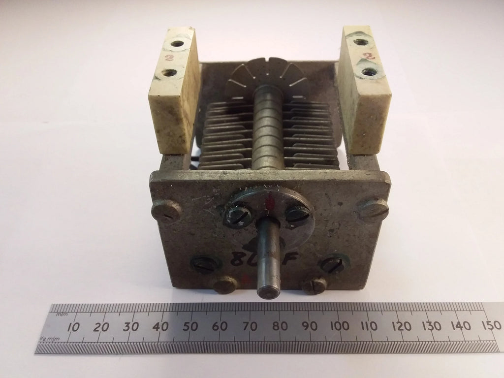 Variable Capacitor 80pF High Voltage Single Gang with Ceramic Insulators