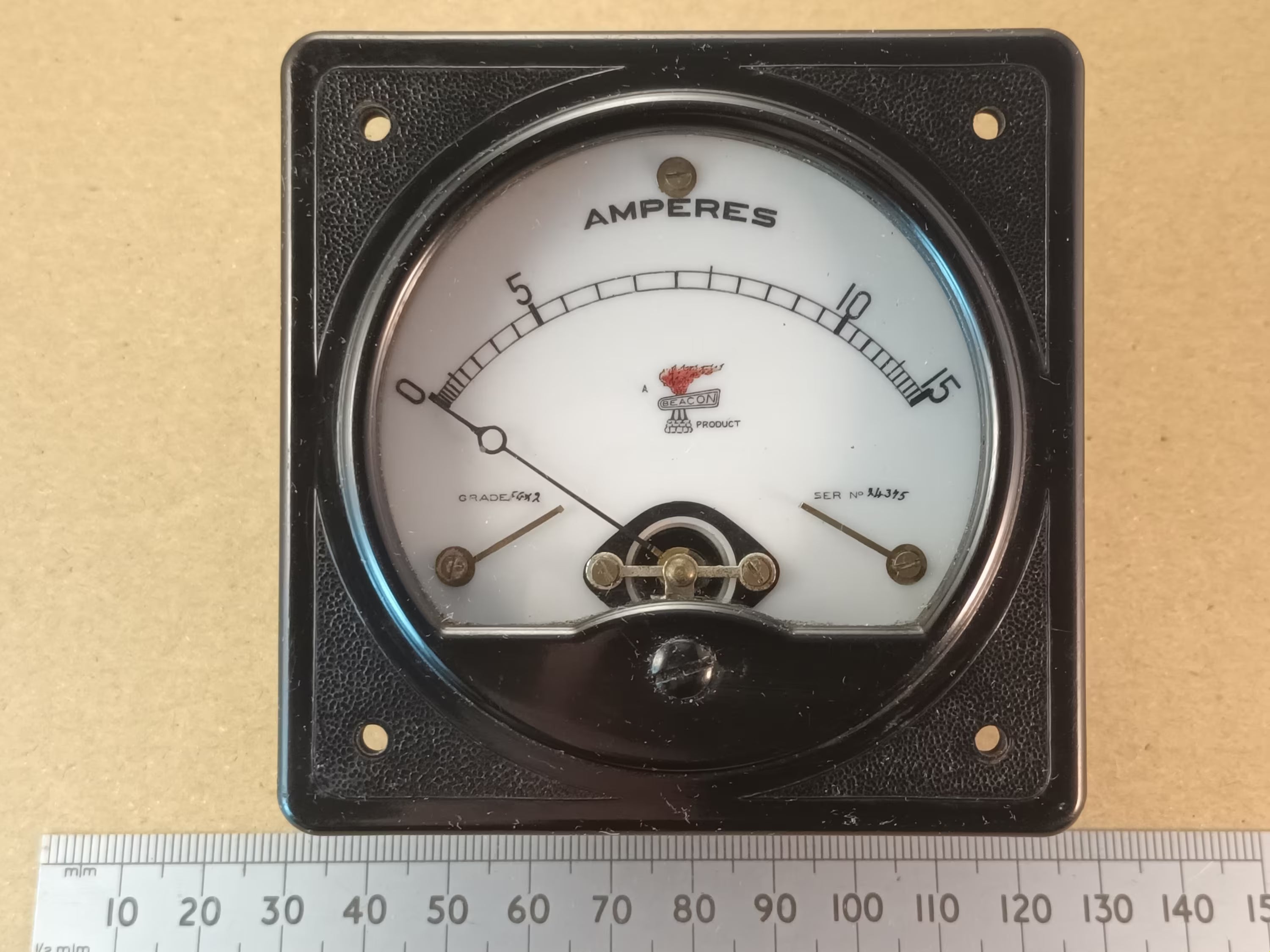 15 Amp Square Aircraft Ammeter A.C. Ampmeter, Alternating Current