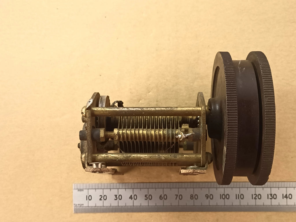 0.0005uF 500pF Single 1 Gang Brass Air-Spaced Radio Tuning Capacitor Brandes, 32:1 Reduction Drive