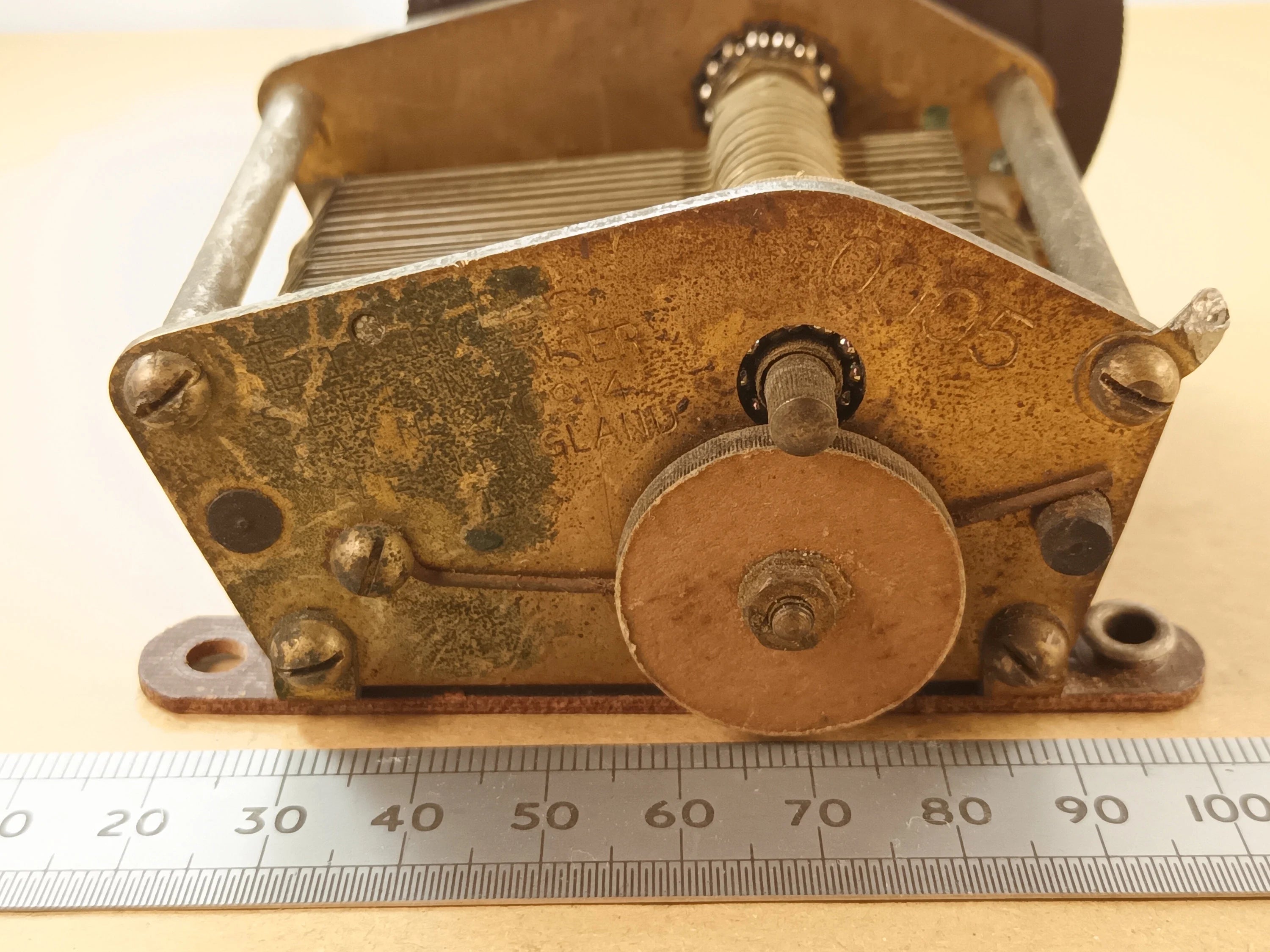 0.0005uF 500pF Single 1 Gang Brass Air-Spaced Radio Tuning Capacitor Brandes, 32:1 Reduction Drive
