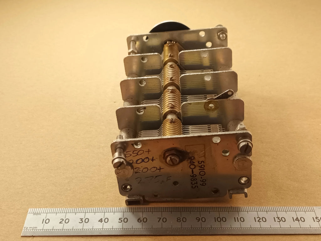 Variable Capacitor 4 Gang Air Spaced 550pF, 200pF, 200pF, 275pF, 1225pF Total