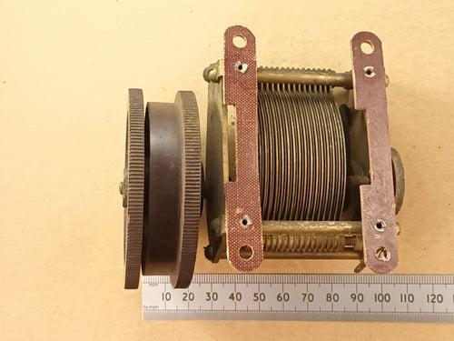 0.0005uF 500pF Single 1 Gang Brass Air-Spaced Radio Tuning Capacitor Brandes, 32:1 Reduction Drive