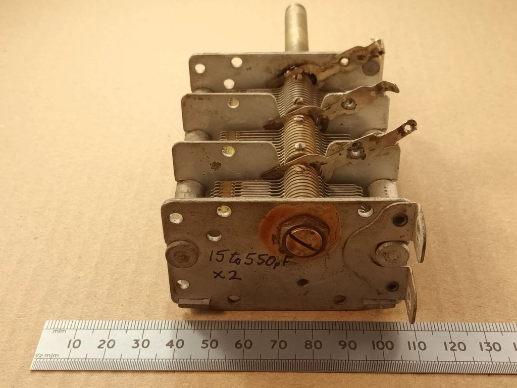 550pF X2 Variable Capacitor Dual Gang Air Spaced for Crystal Sets, Radio Projects, and Loop Antennas