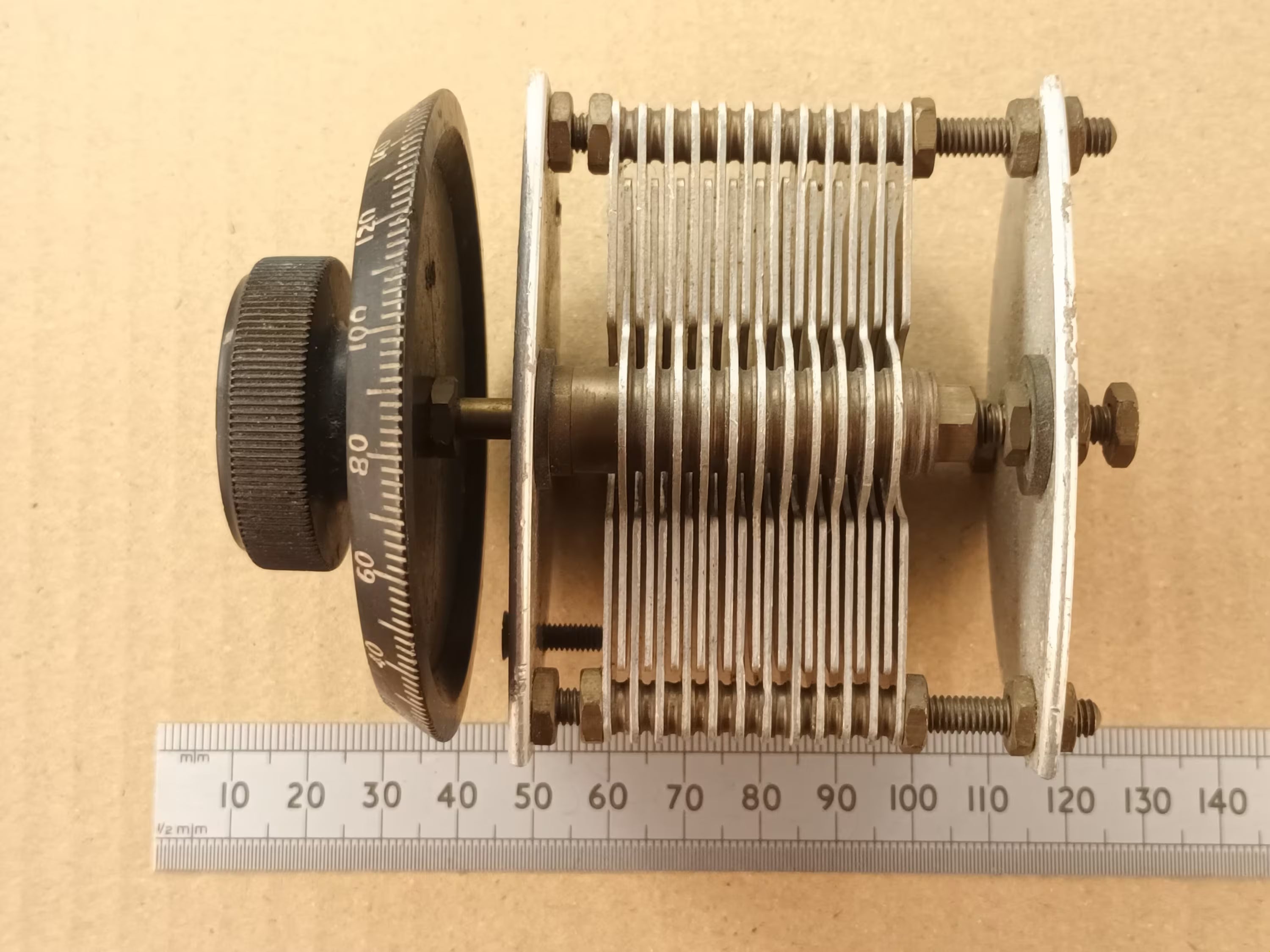 Variable Capacitor 440pF High Voltage Air Spaced for Crystal Sets, Radio Projects, Or Loop Antennas Large Knob