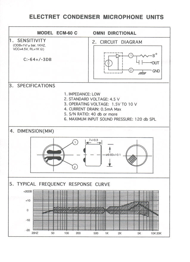 Electret Condenser Microphone With Pre-Soldered Wires