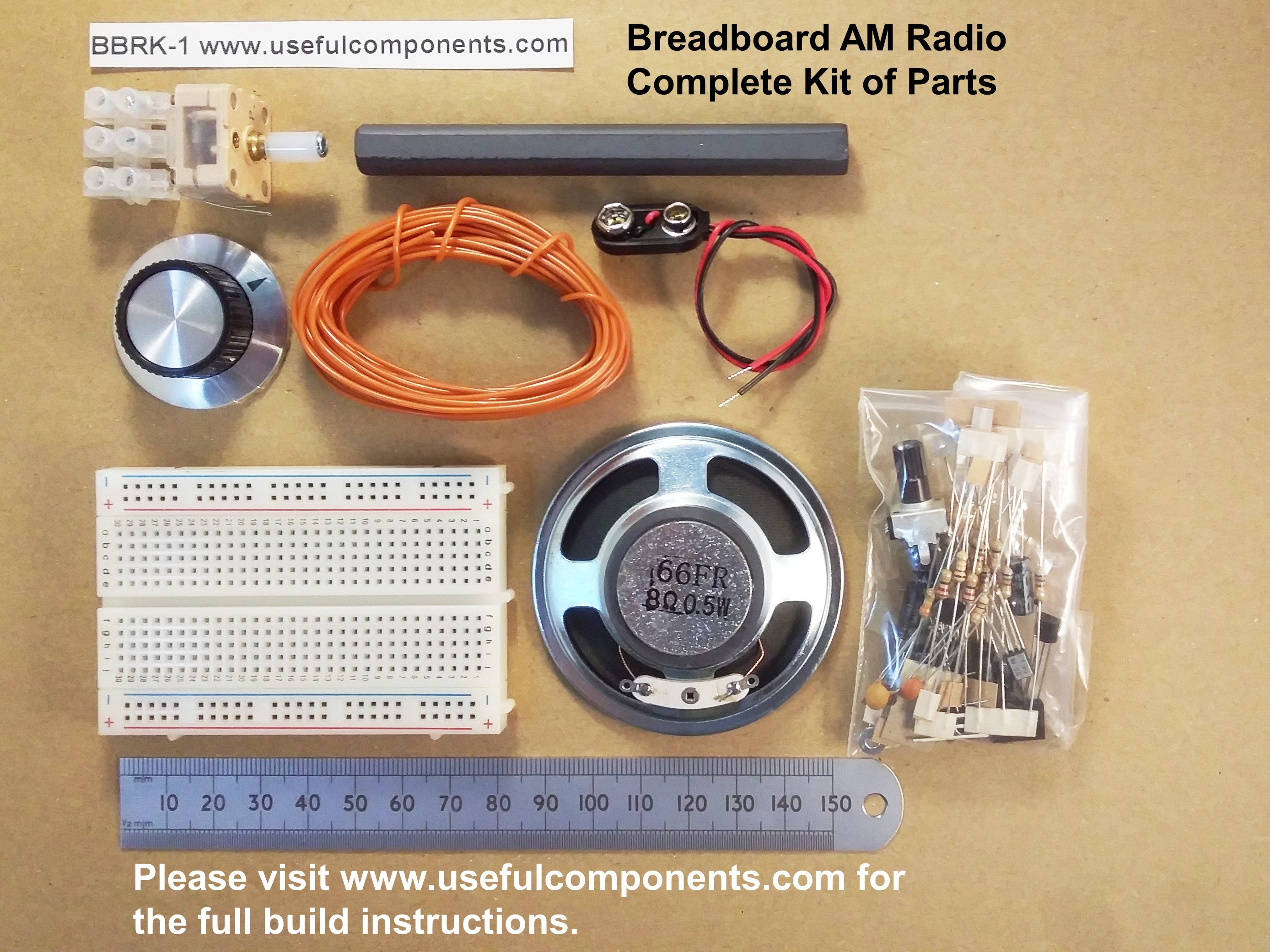 Six Transistor AM Radio Kit Using Solderless Breadboard With Full Online Instructions BBRK-1