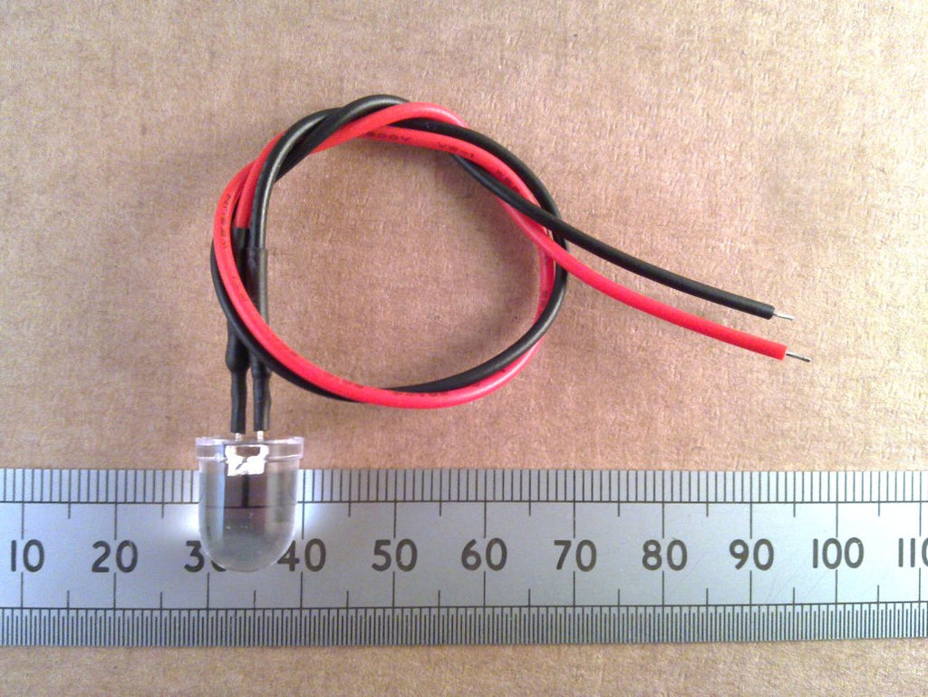 Pre-Wired 10mm LED Clear High Brightness 12V Volt Constant, Works From 6V to 12V