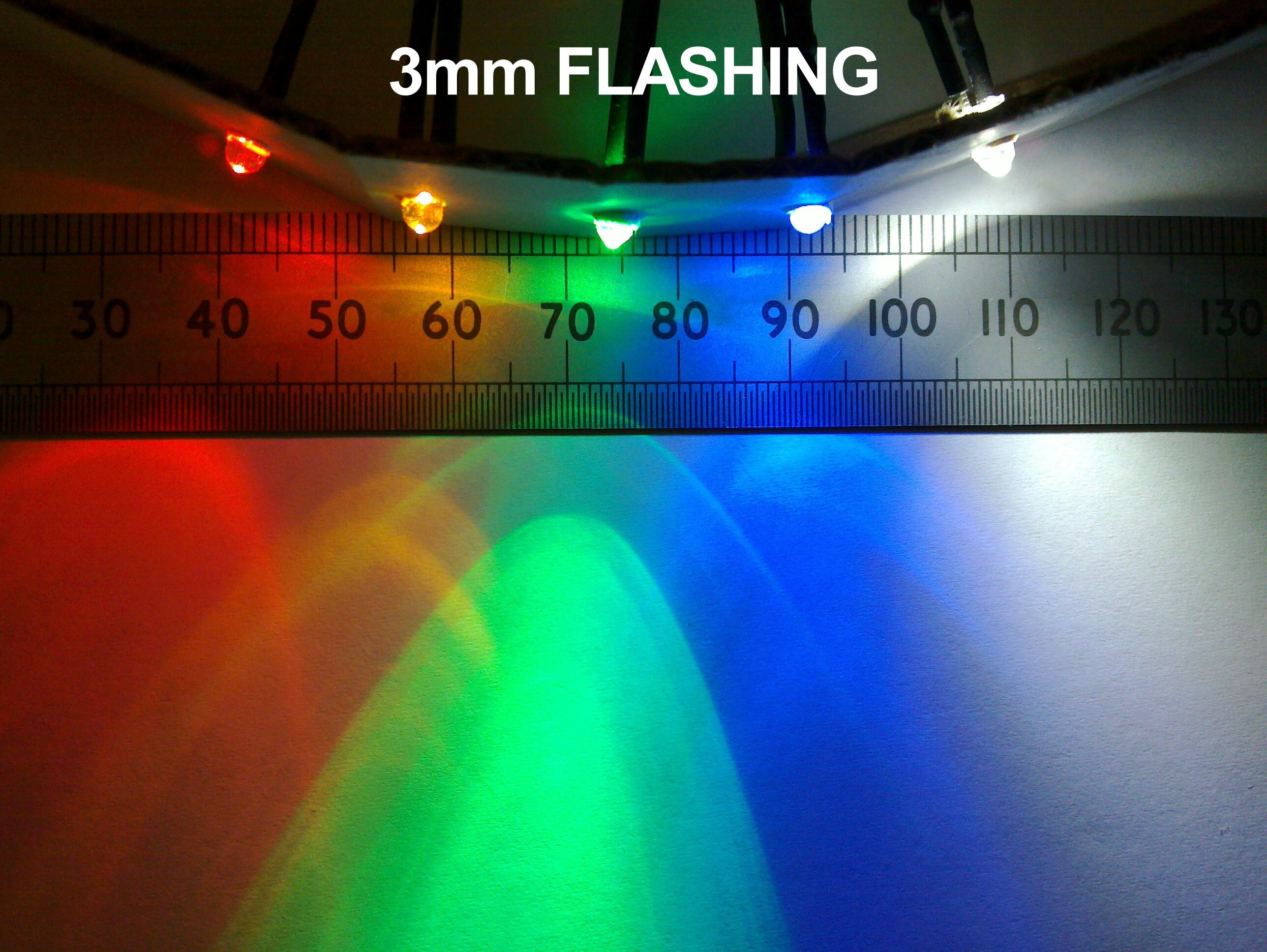 Flashing Pre-Wired LED 3mm 12V Volt Clear High Brightness