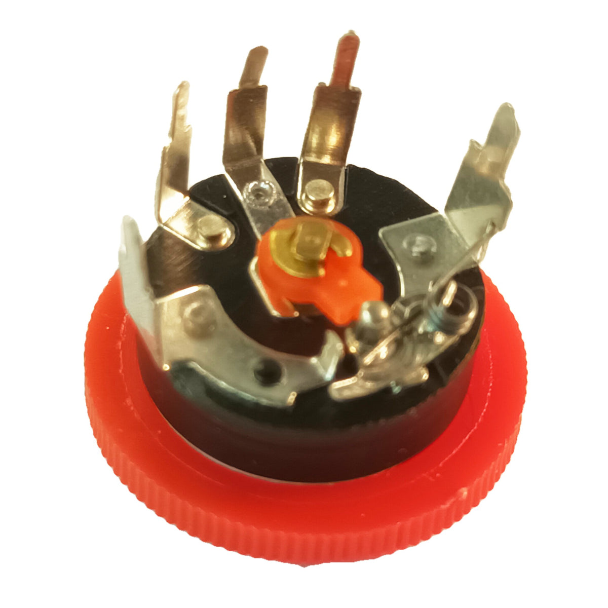 Transistor Radio Volume Control Potentiometer & 21mm Red Thumbwheel Knob, 5K