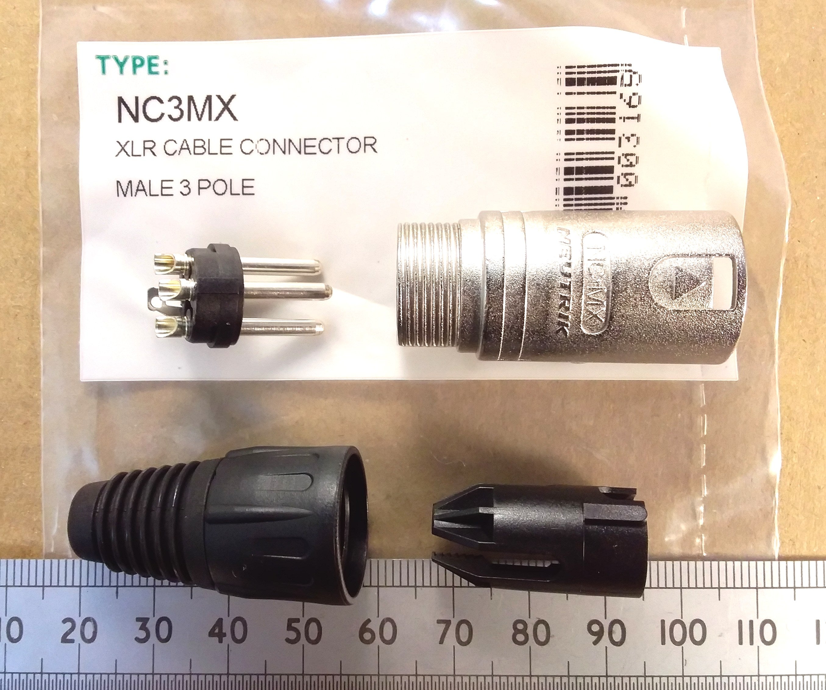 Three Pin Mono XLR NC3MX Male Line Plug Balanced Audio Connector 3 Pole Neutrik