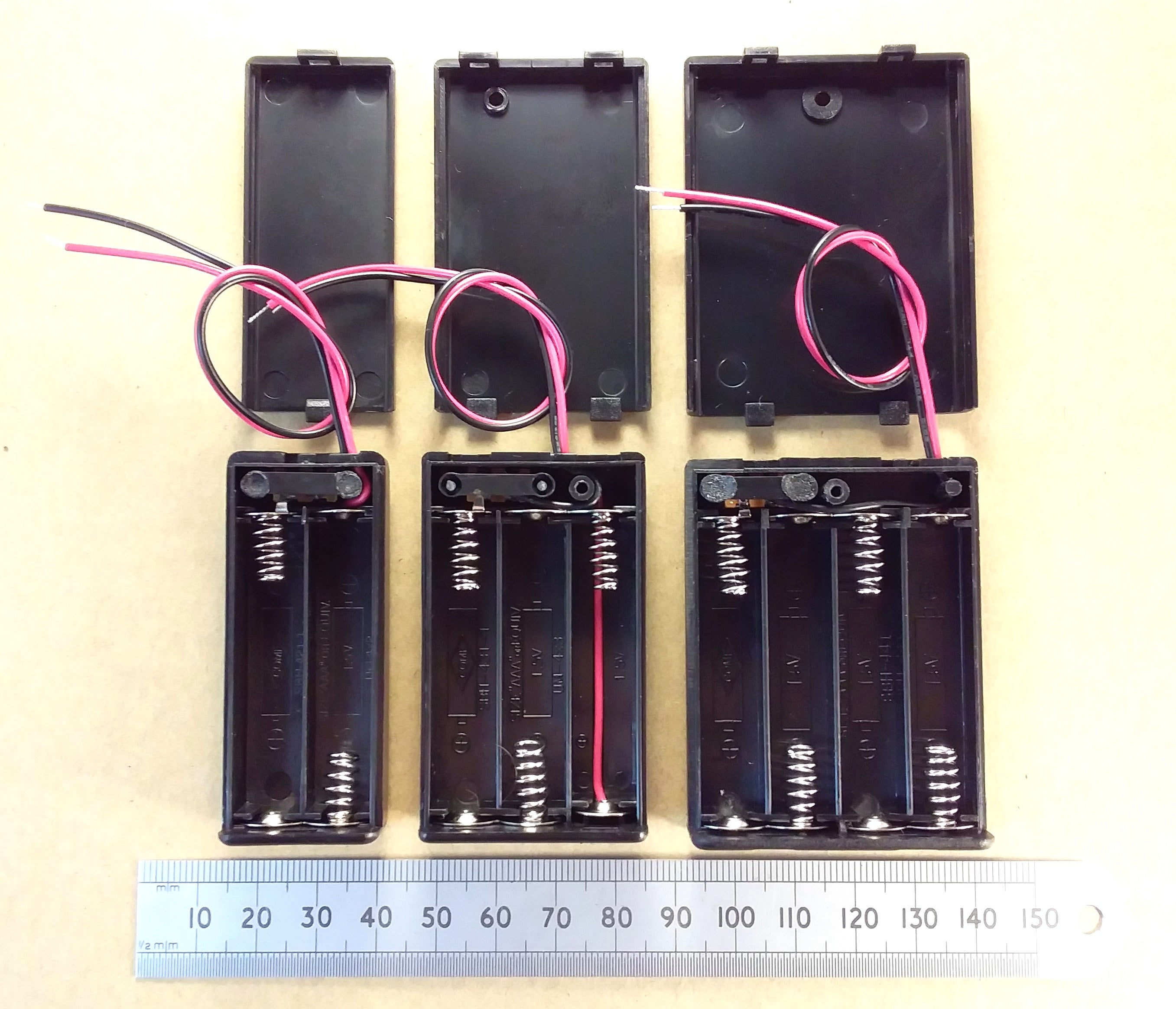 AAA Wired Battery Box With On Off Switch in 2 3 or 4 UM4 Cell Size