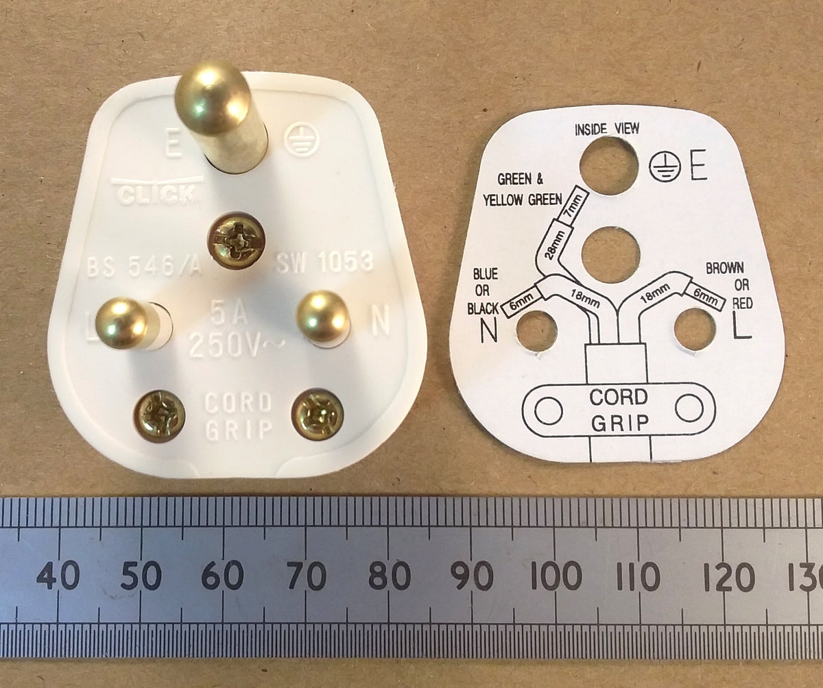 Round Pin Mains Power Plug 5 Amp 5A 250V UK British BS546A