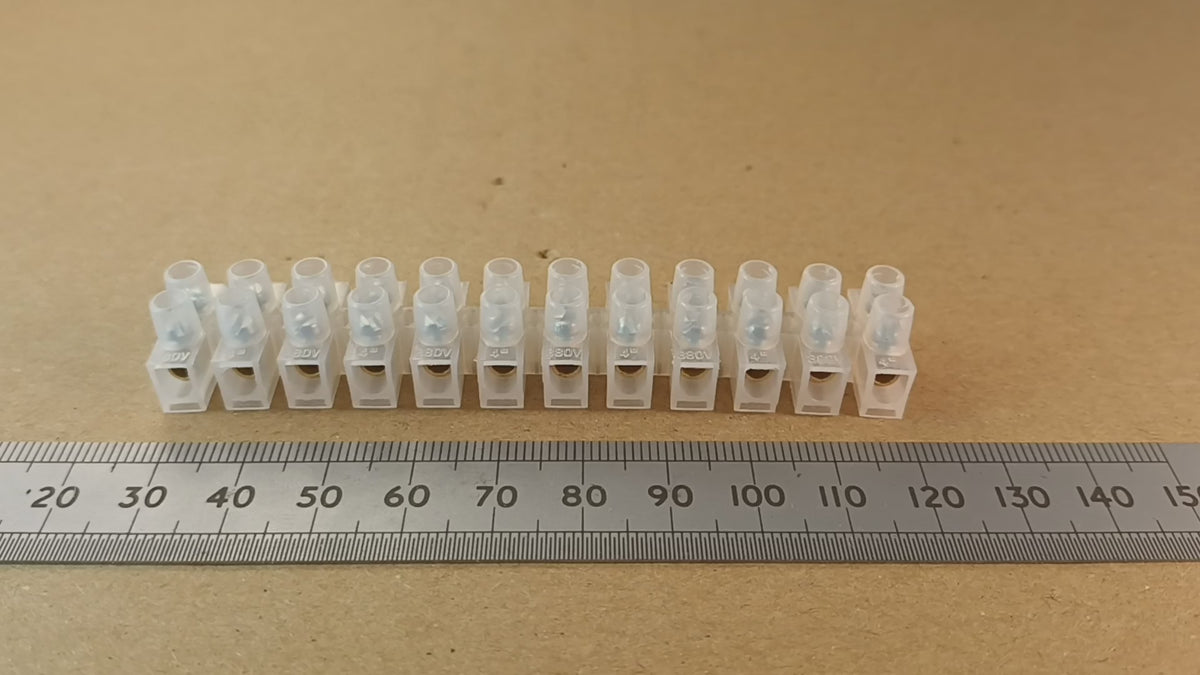 12 Way Electrical Terminal Strip Block 250V 3, 5, 10, 15, & 30 Amp