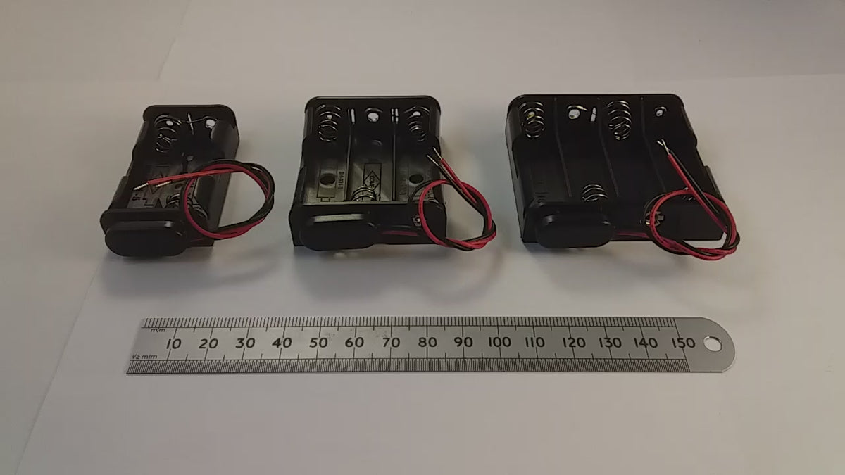 AA Battery Holder with PP3 Snap Connector Clip UM3, 2, 3, or 4 Cell Versions