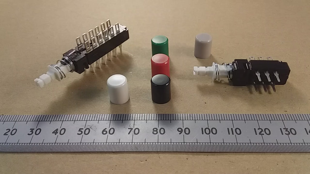 Latching Push Button Switch DPDT 2P2T Or 4PDT Plus Various Colour Caps