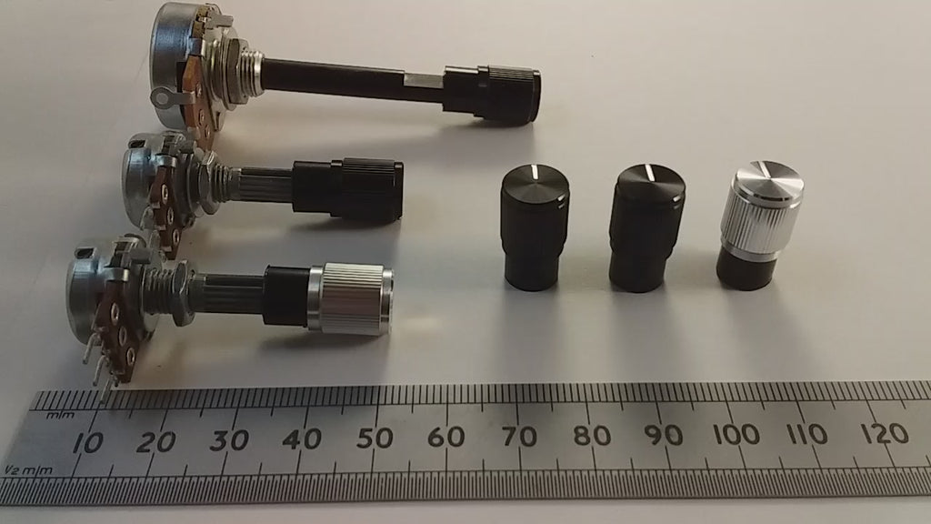 Narrow Body Aluminium Control Knob 6mm T18 Splined or Flatted D Shaft