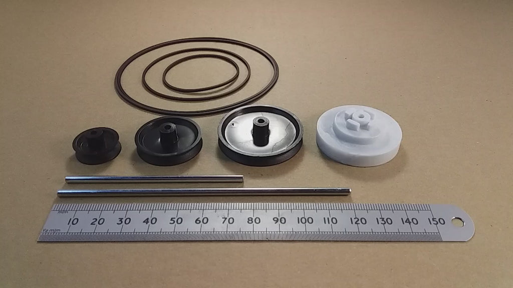 Plastic Mechanical Model Pulley Wheel, Drive Belt, CD Adaptor, Or 3mm Steel Shaft