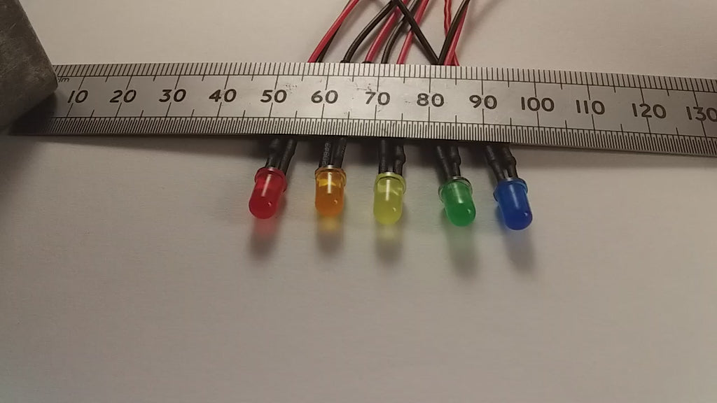 12V Pre-Wired LED 5mm 12 Volt Diffused Lens Various Colours Constant
