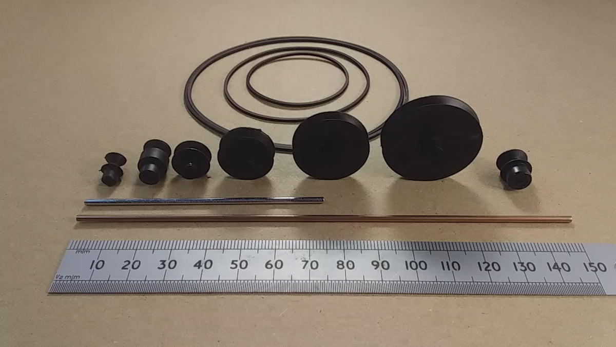 Plastic Model Pulley Wheel Drive Belt 1.2mm Square Section or 2mm Steel Shaft
