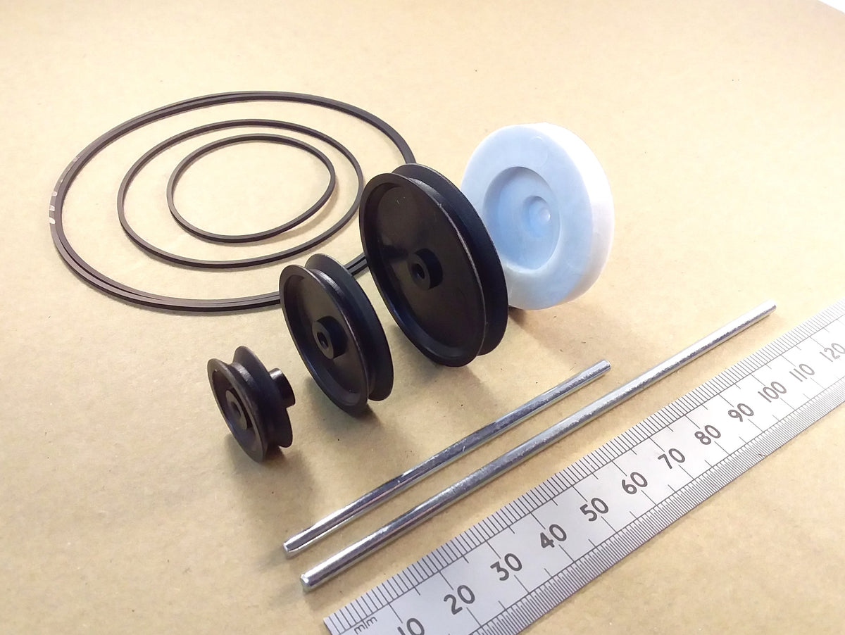 Plastic Mechanical Model Pulley Wheel, Drive Belt, CD Adaptor, Or 3mm Steel Shaft