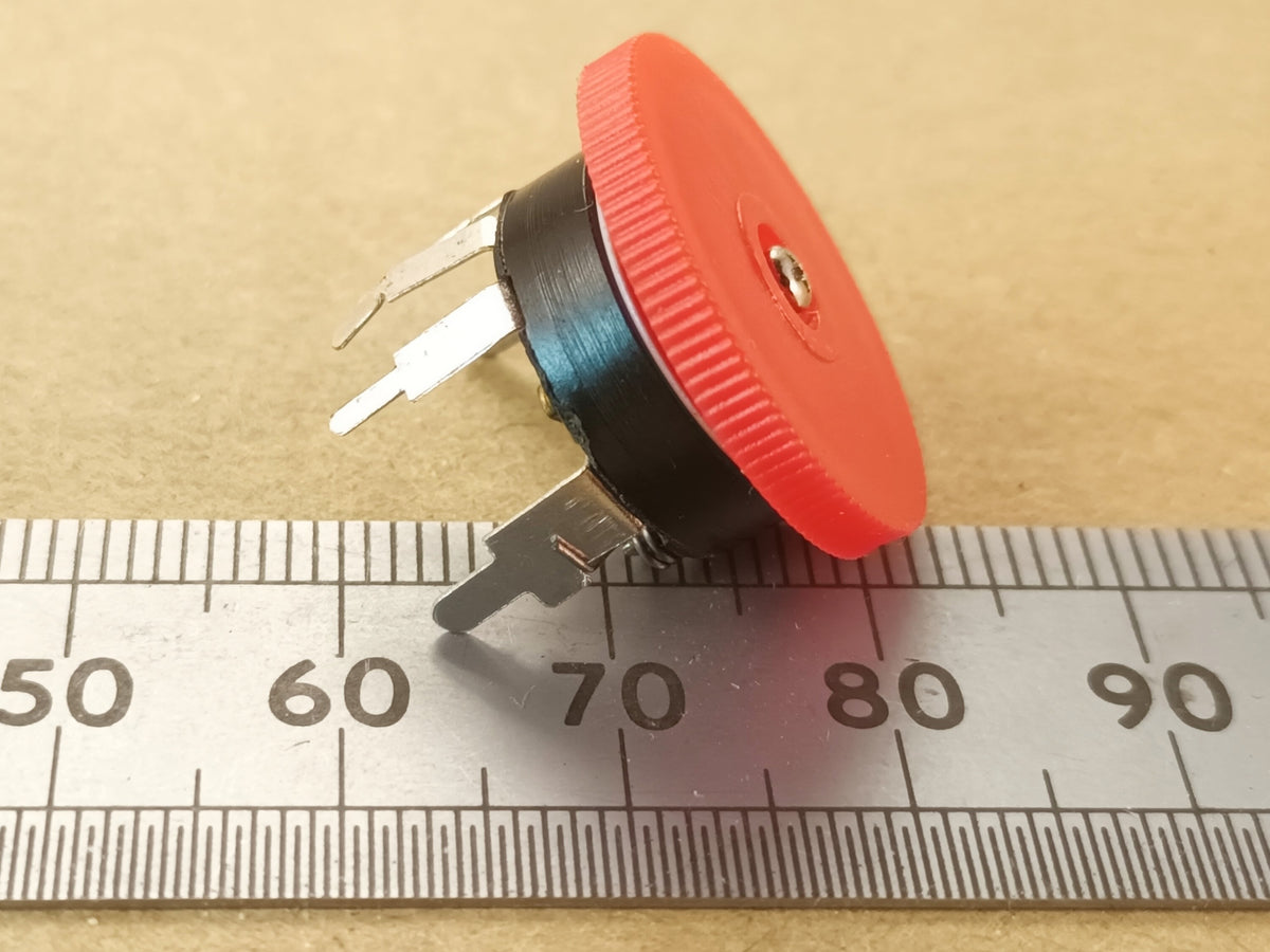 Transistor Radio Volume Control Potentiometer & 21mm Red Thumbwheel Knob, 5K