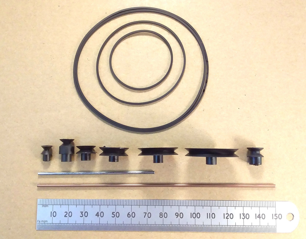 Plastic Model Pulley Wheel Drive Belt 1.2mm Square Section or 2mm Steel Shaft