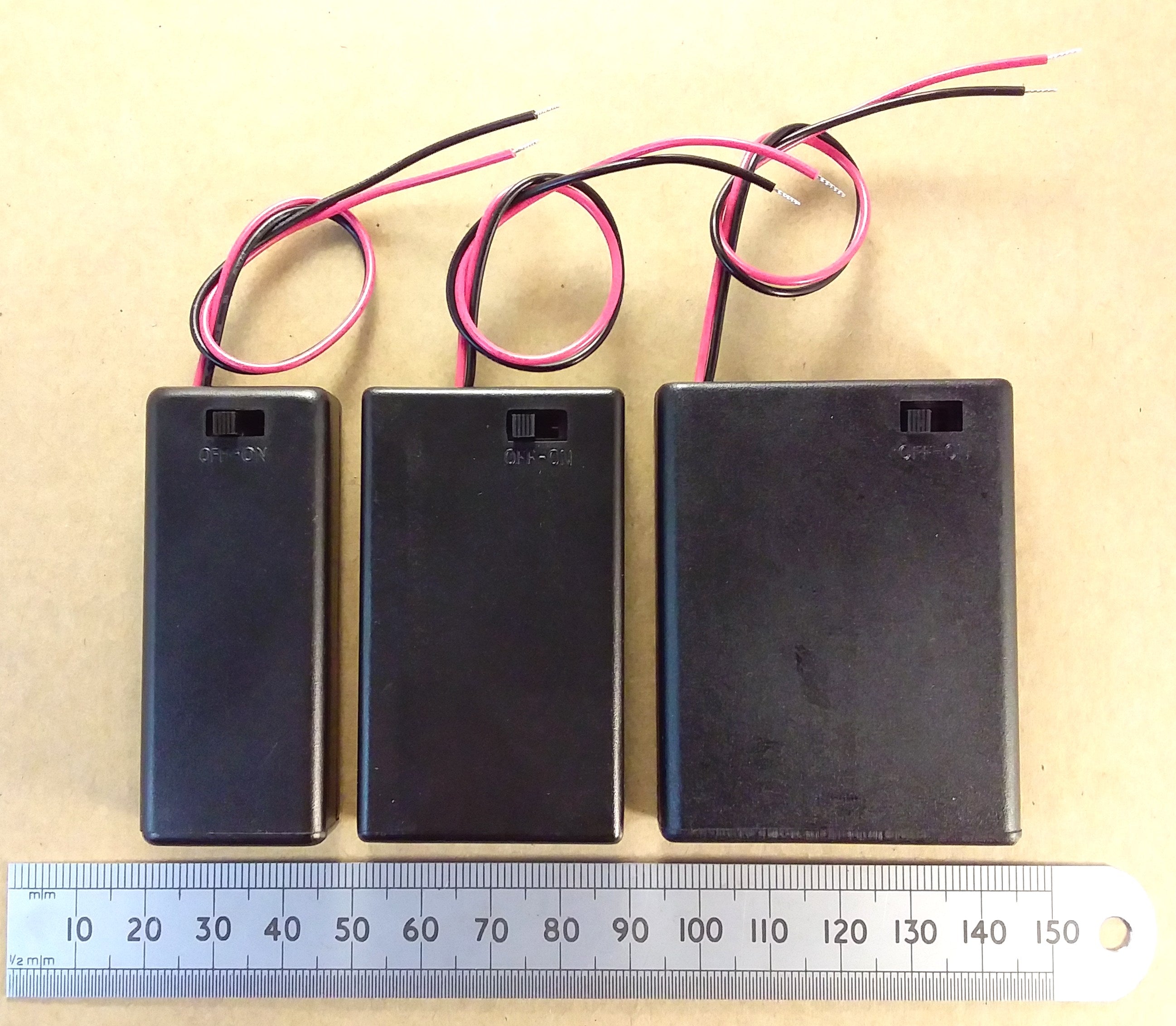 AAA Wired Battery Box With On Off Switch in 2 3 or 4 UM4 Cell Size