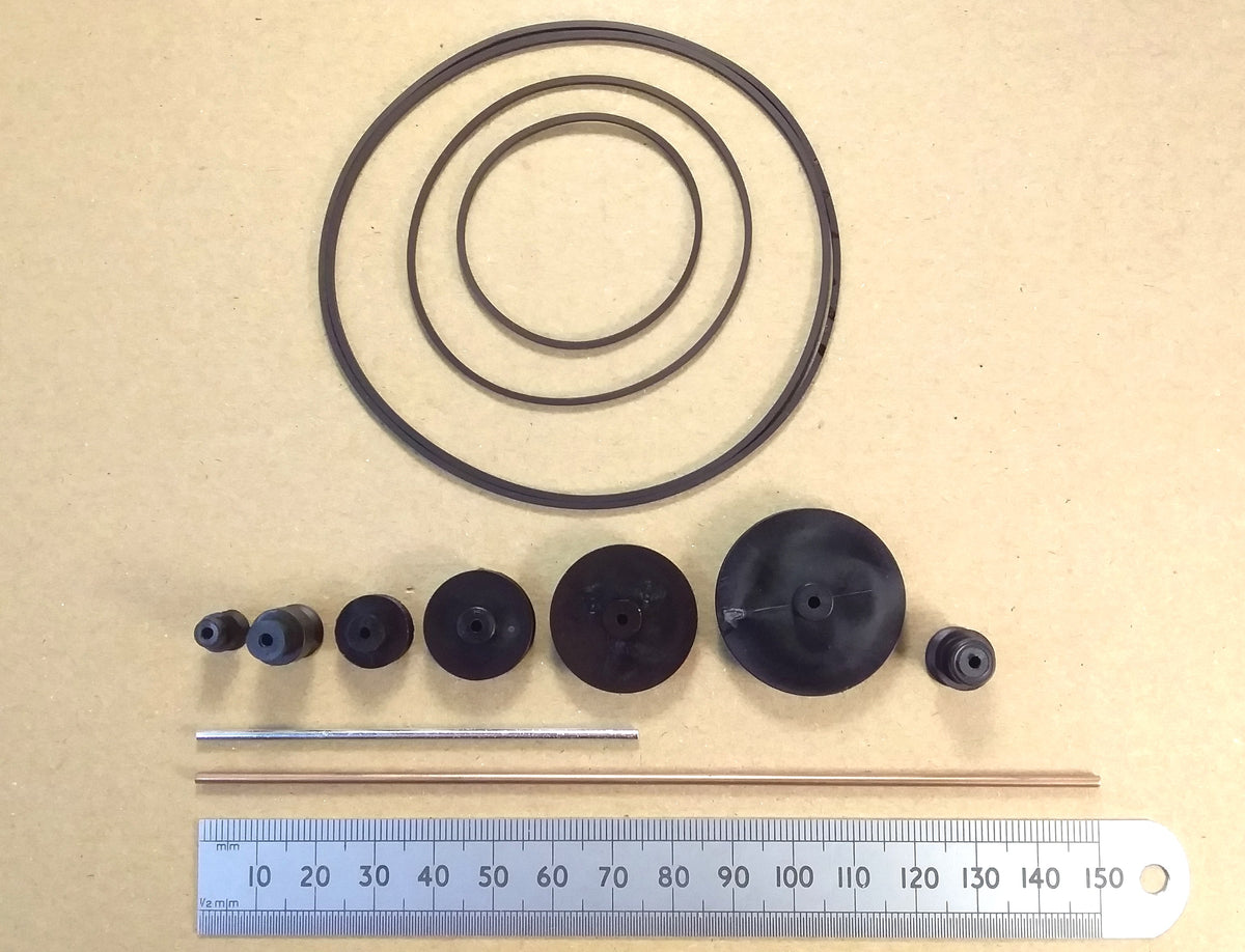 Plastic Model Pulley Wheel Drive Belt 1.2mm Square Section or 2mm Steel Shaft