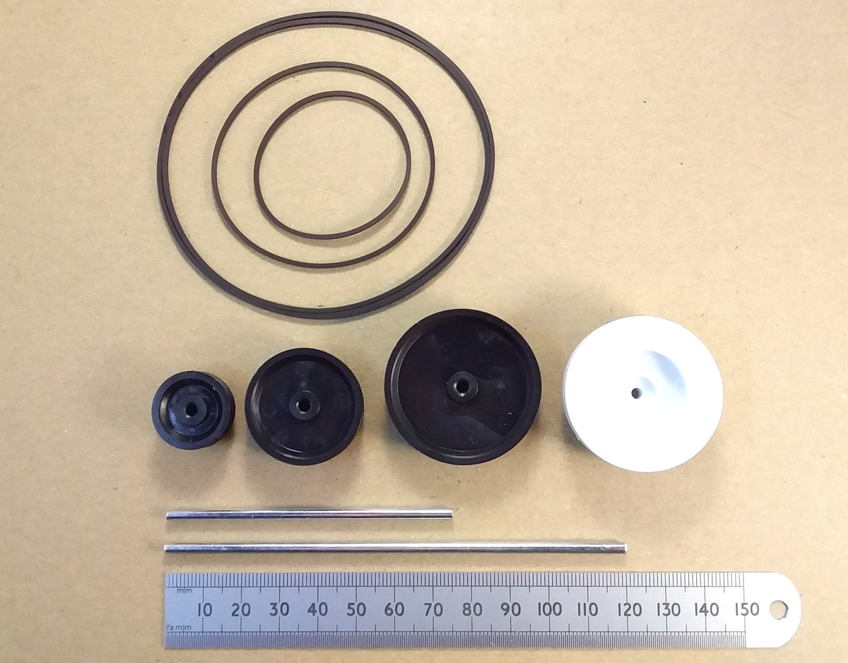 Plastic Mechanical Model Pulley Wheel, Drive Belt, CD Adaptor, Or 3mm Steel Shaft