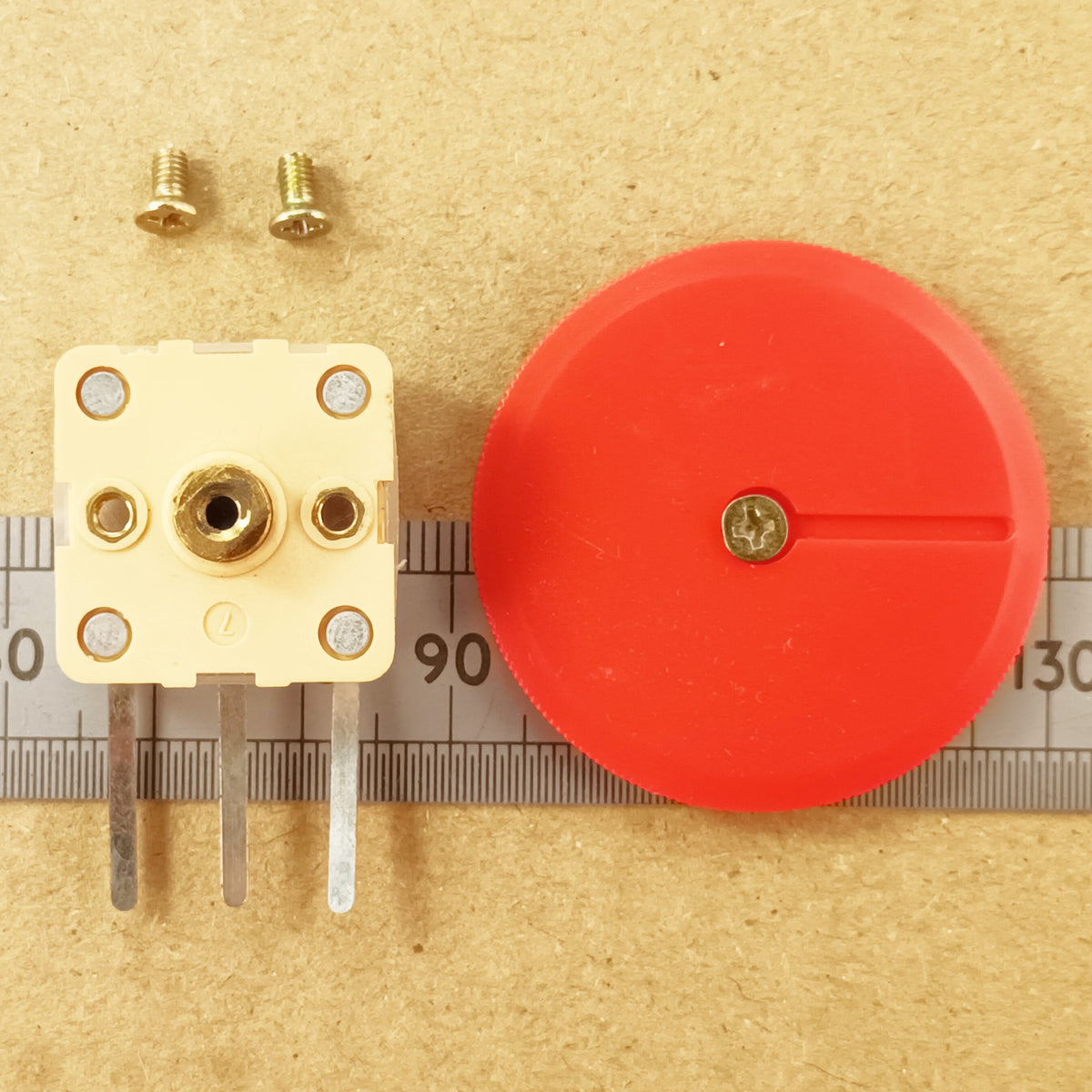 Variable Capacitor Dual Gang 60 140pF 200pF Total Large Red Thumbwheel Knob & Screws