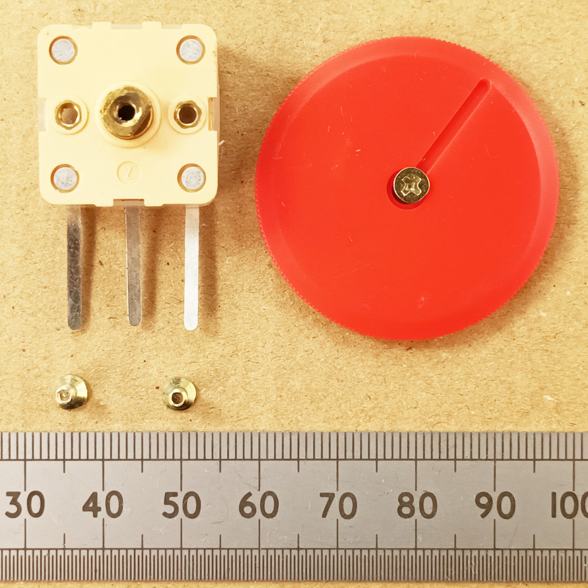 Variable Capacitor Dual Gang 60 140pF 200pF Total Large Red Thumbwheel Knob & Screws