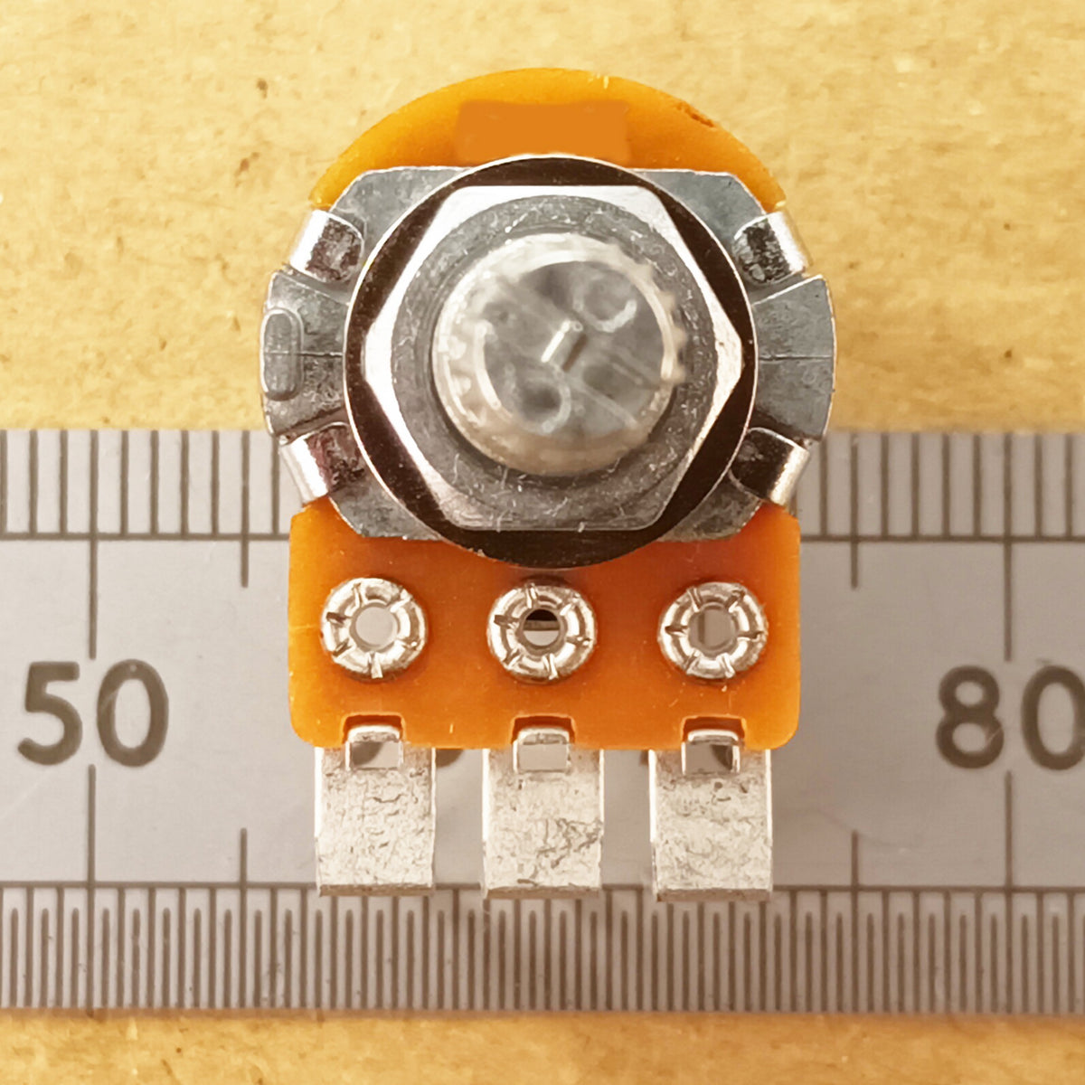 Audio Volume Potentiometer Vertical PCB Splined Shaft 16mm Logarithmic A VT18